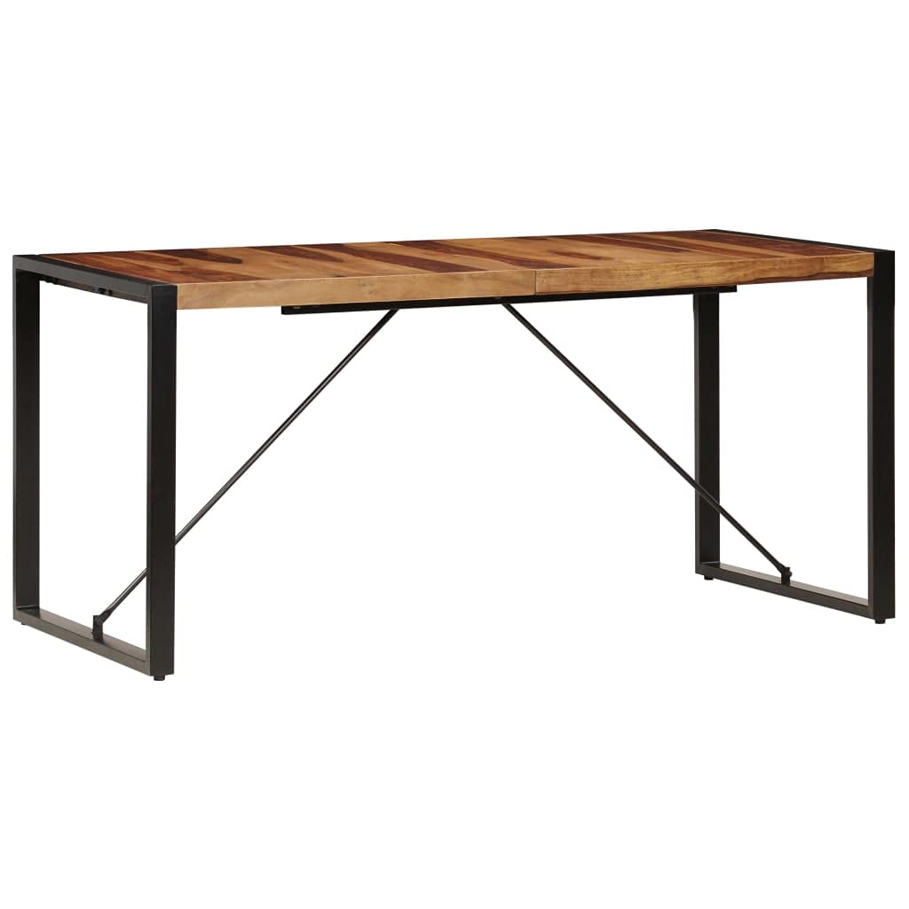 Industrial Dining Table Metal Frame 63"x31.5"x29.5" Solid Sheesham Wood L264