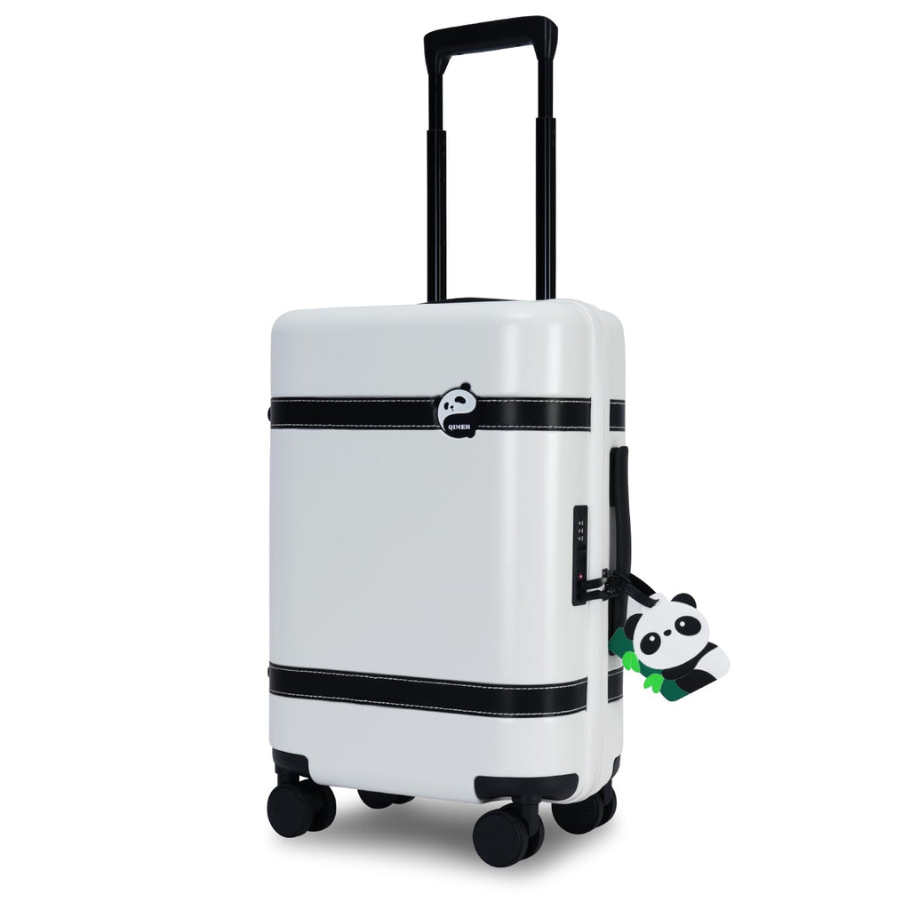 20-inch White PC Hardshell Carry-On Luggage with Spinner Wheels D5672