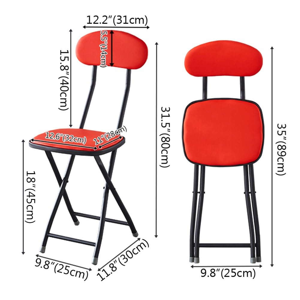 Folding Bar Stool with Backrest, 18 Inch Portable Stool with Footrest, Steel Frame Legs, Black D802004