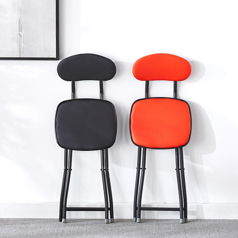 Folding Bar Stool with Backrest, 18 Inch Portable Stool with Footrest, Steel Frame Legs, Black D802004