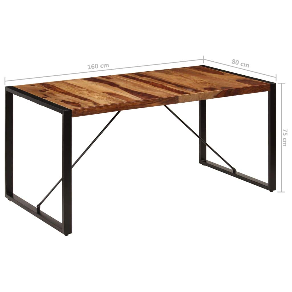 Industrial Dining Table Metal Frame 63"x31.5"x29.5" Solid Sheesham Wood L264