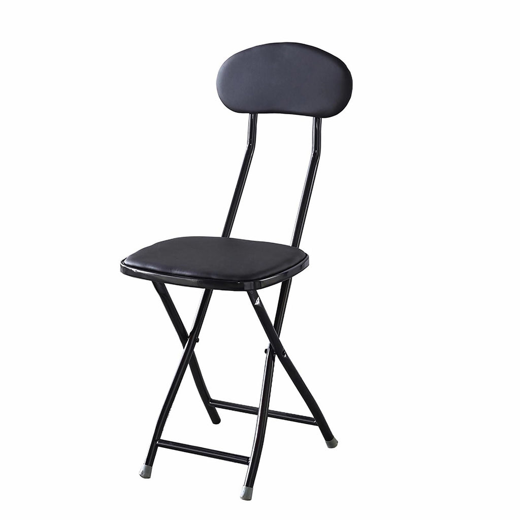 Folding Bar Stool with Backrest, 18 Inch Portable Stool with Footrest, Steel Frame Legs, Black D802004