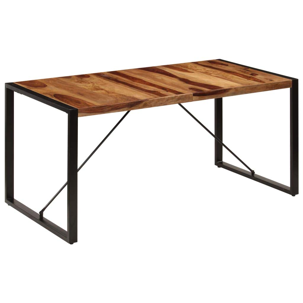 Industrial Dining Table Metal Frame 63"x31.5"x29.5" Solid Sheesham Wood L264