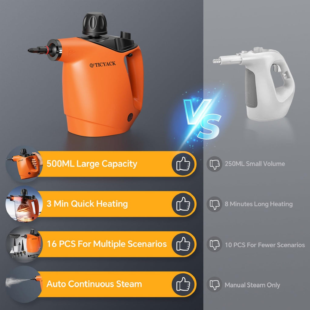 Handheld Steam Cleaner 500ML 16 PCS Orange H914