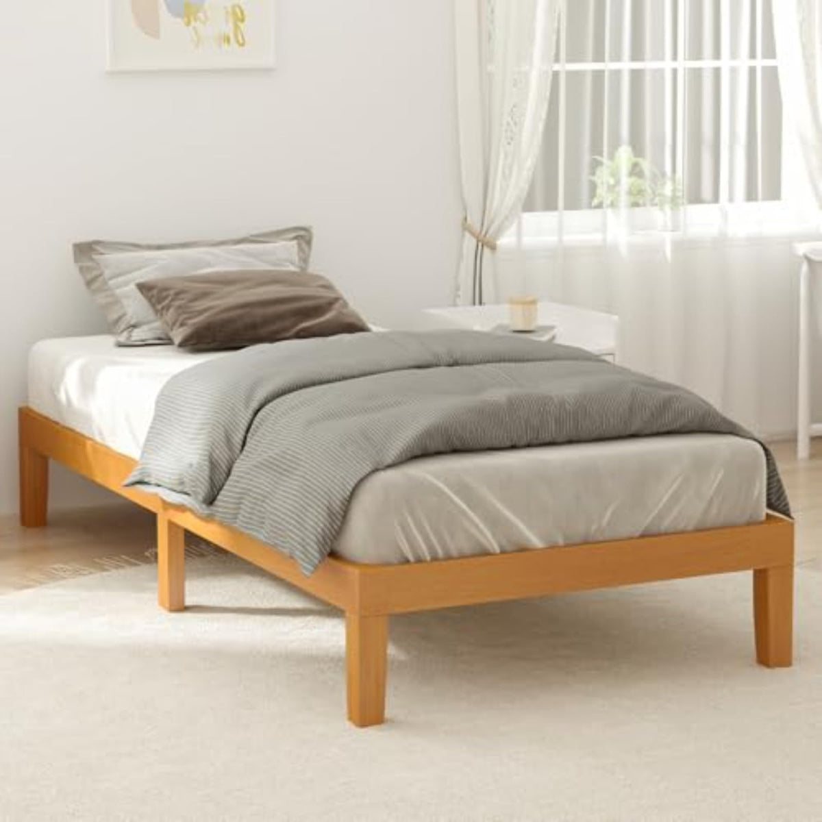 Twin Size 12 Inch Wood Platform Bed Frame Z740