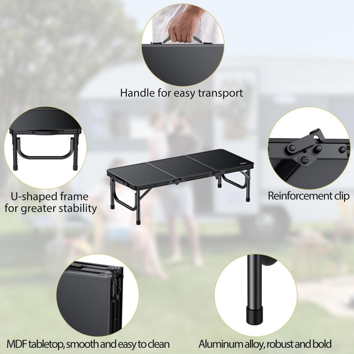 Black Folding Picnic Table V566