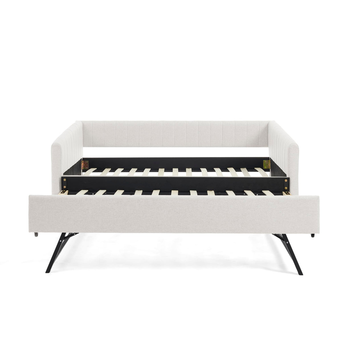 Twin Size Upholstery Daybed with Trundle and Vertical Stripes X665565