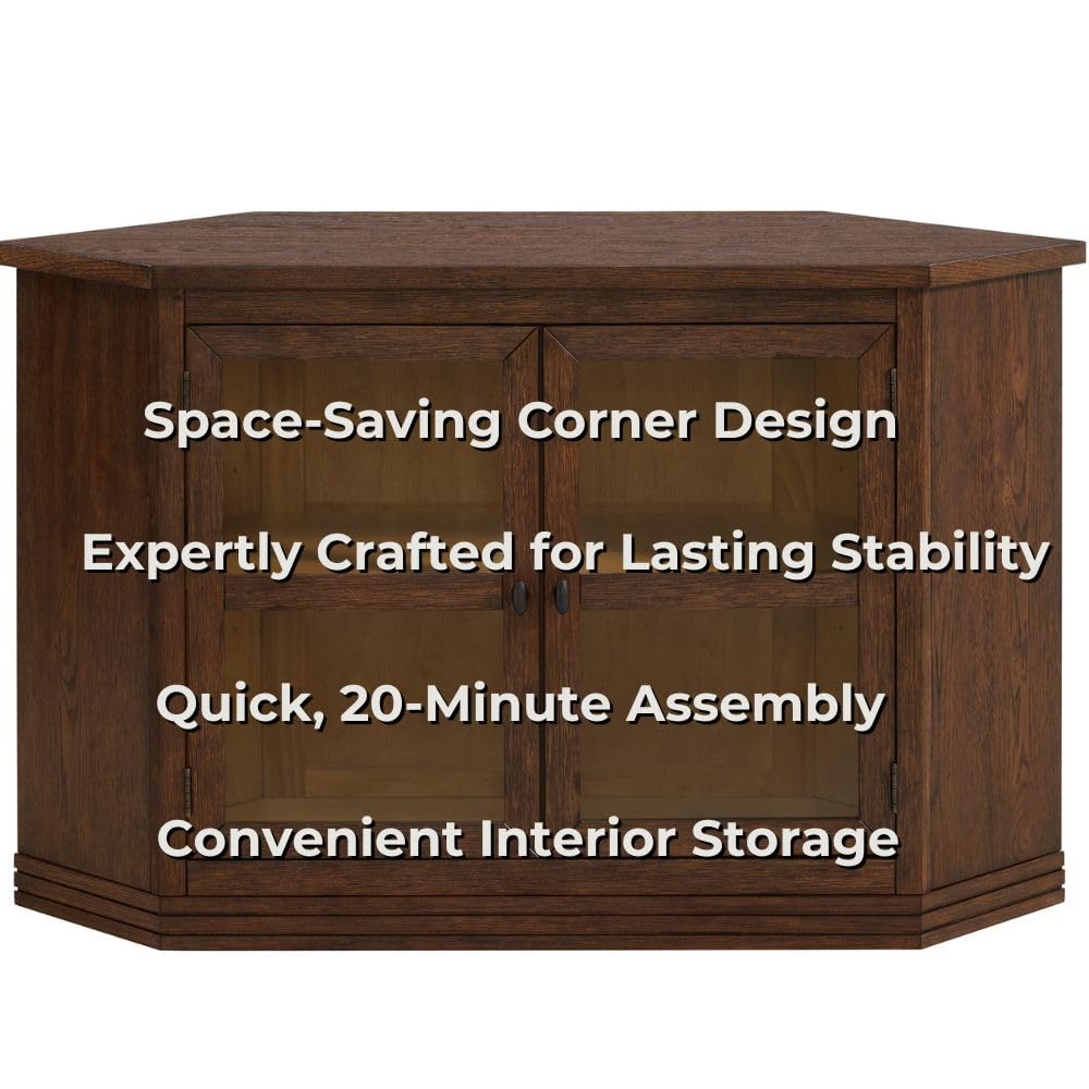 Cocoa Brown Wood and Glass Corner TV Stand Q4447