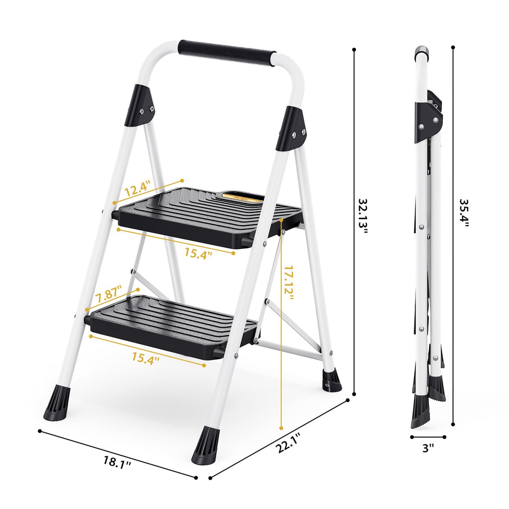 2 Step Folding Step Stool White L836909