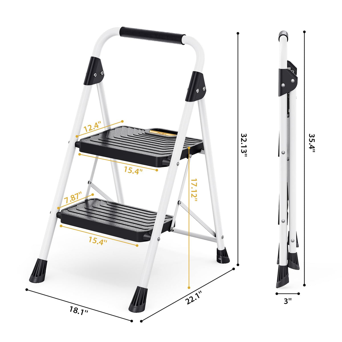 2 Step Folding Step Stool White L836909