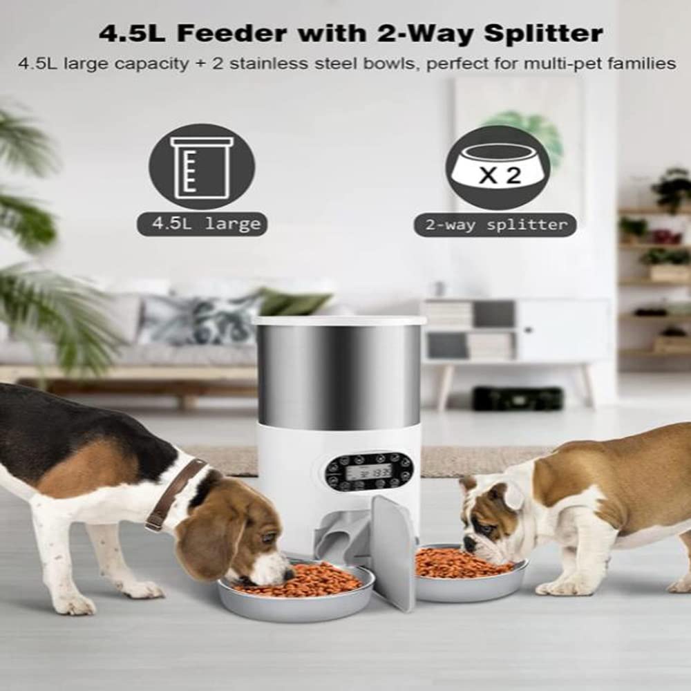 Automatic 4.5 Liters Dry Food Dispenser 2L Water D50374