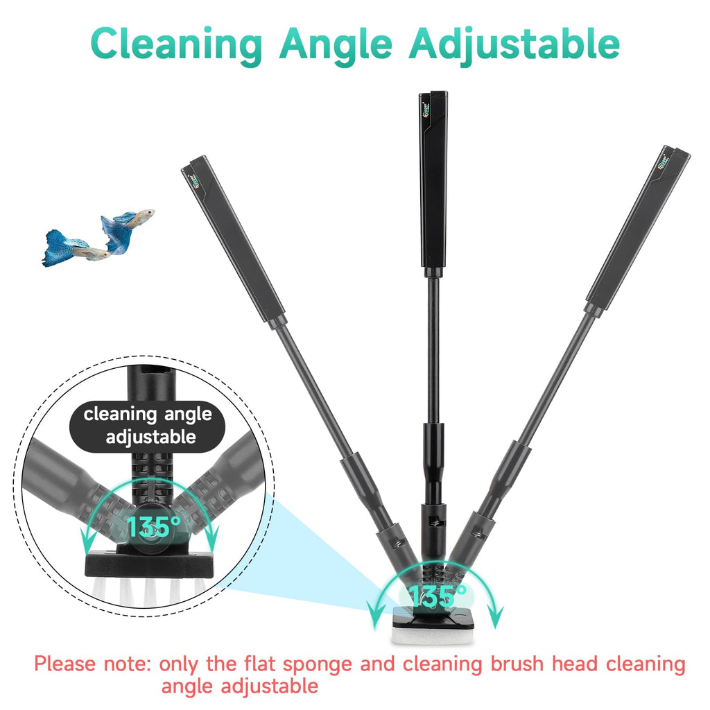 Small 4 in 1 Aquarium Cleaning Tools Kit with Fish Net Algae Scraper Clean Brush Flat Sponge F560346