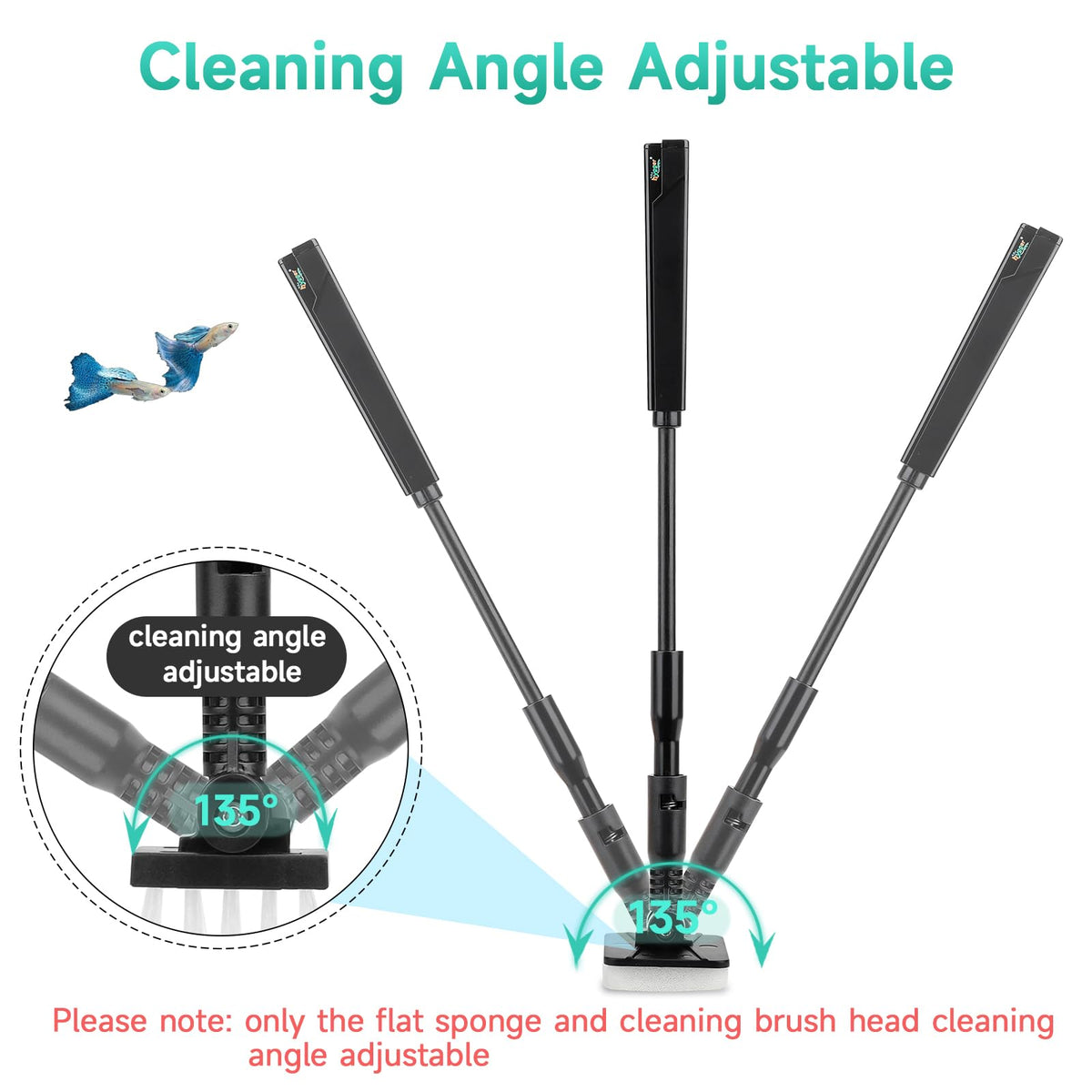 Small 4 in 1 Aquarium Cleaning Tools Kit with Fish Net Algae Scraper Clean Brush Flat Sponge F560346
