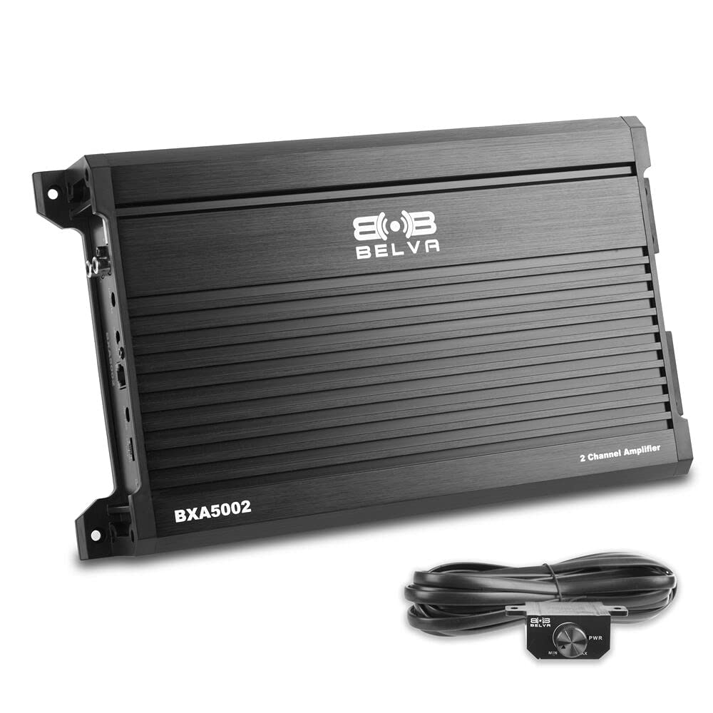 500W Peak 2-Ohm Stable 2-Channel Car Audio Amplifier with Remote Subwoofer Level Control D808719