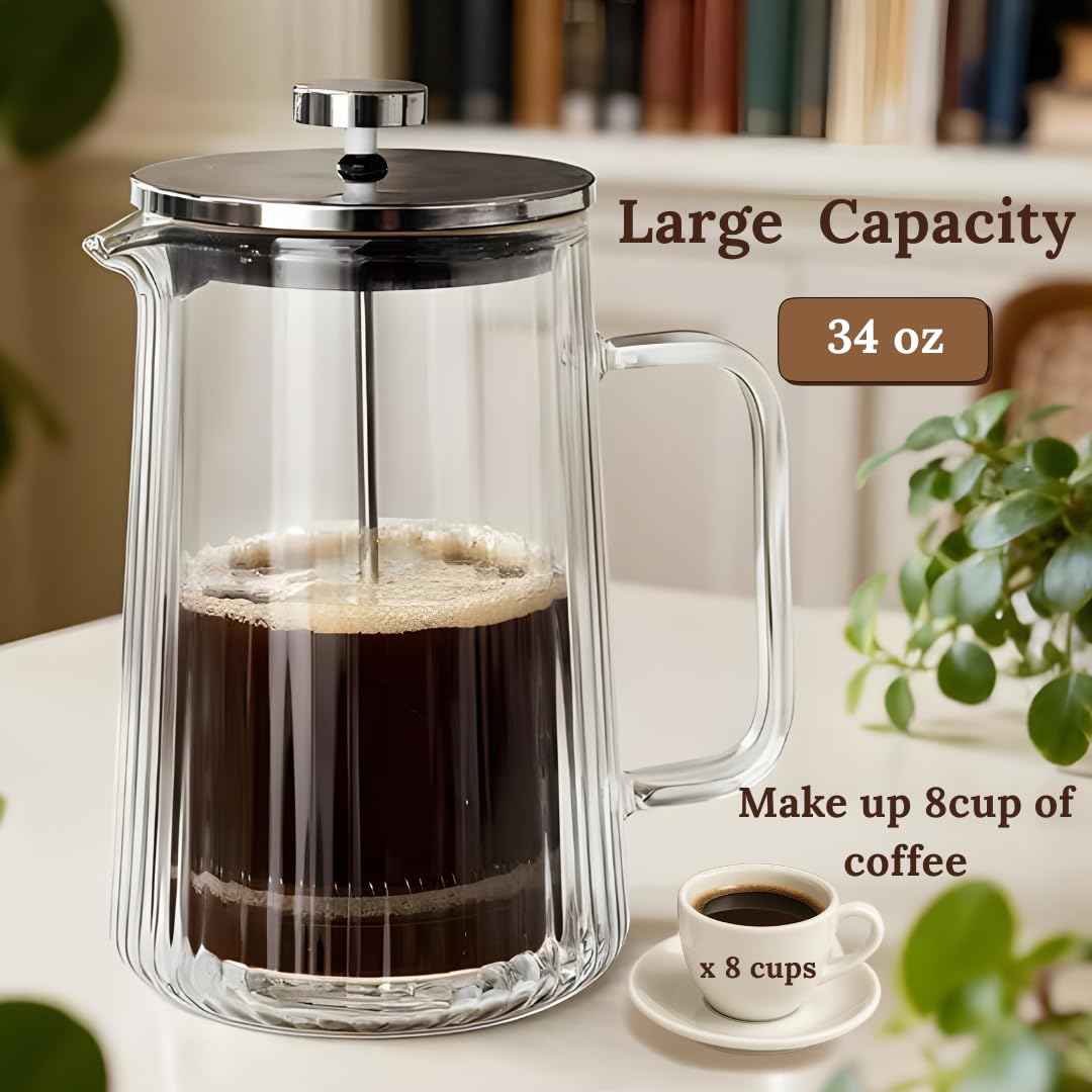 Glass French Press Coffee Maker 34oz O2517