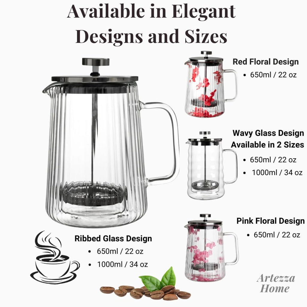 Glass French Press Coffee Maker 34oz O2517
