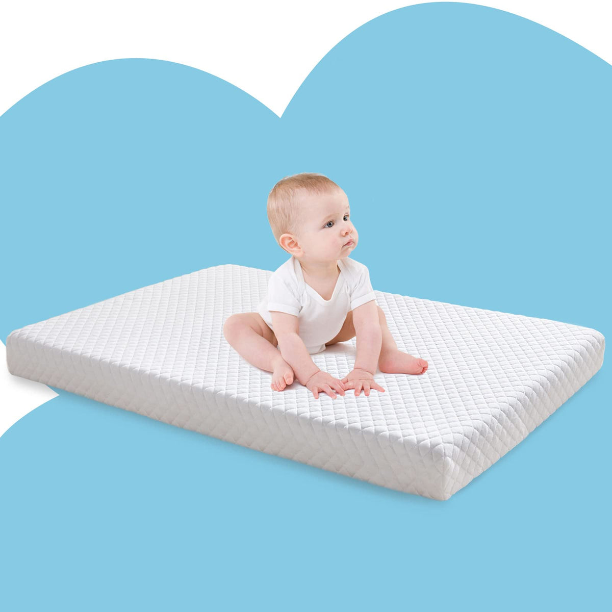 3" Waterproof Memory Foam Pack and Play Mattress White N59185