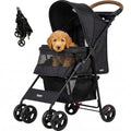 Foldable Pet Stroller with Mesh, Storage Basket & Cup Holder W68188