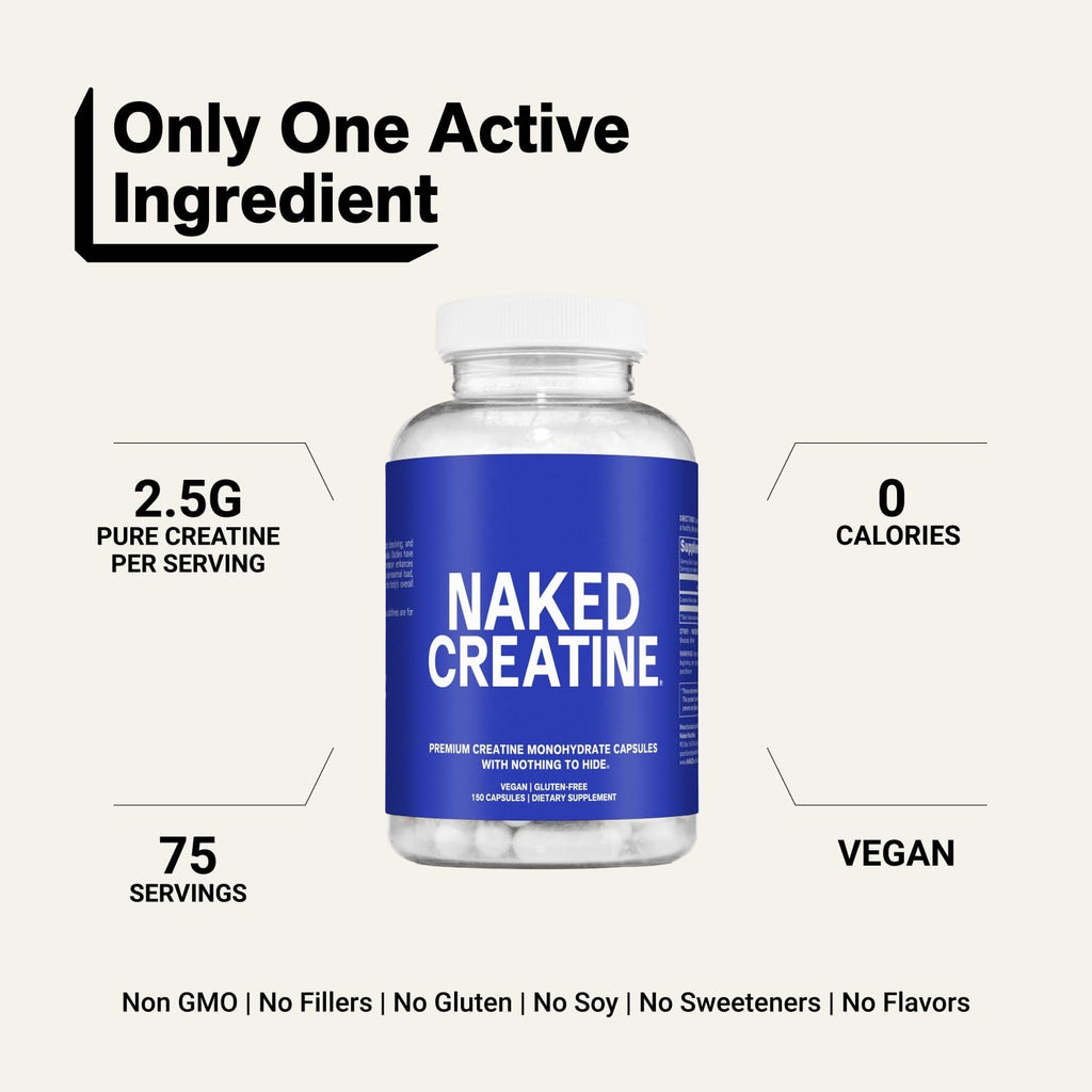 Micronized Creatine Monohydrate Capsules 2.5g 75 Servings Vegan W4514