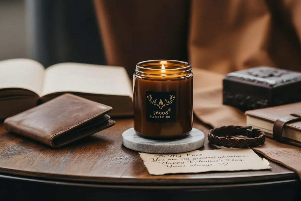 Leather & Whiskey Scented 16 oz Soy Wax Candle C60482