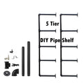 Industrial Wall Mount Iron Pipe Shelf 2Pcs 5 Tier B9205