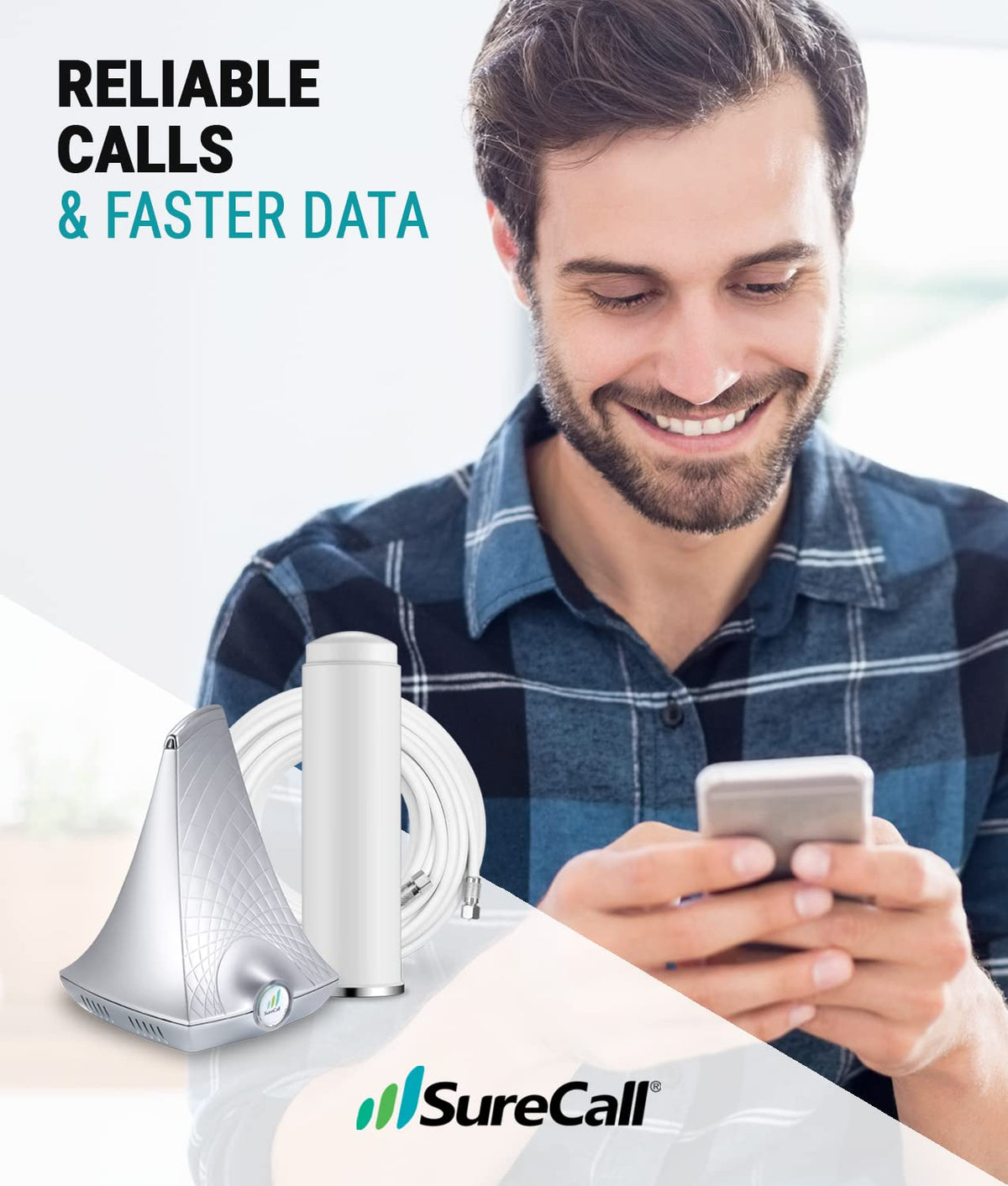 Cell Signal Booster up to 2500 sq ft 5G/4G LTE Multi-User All Carrier T951161