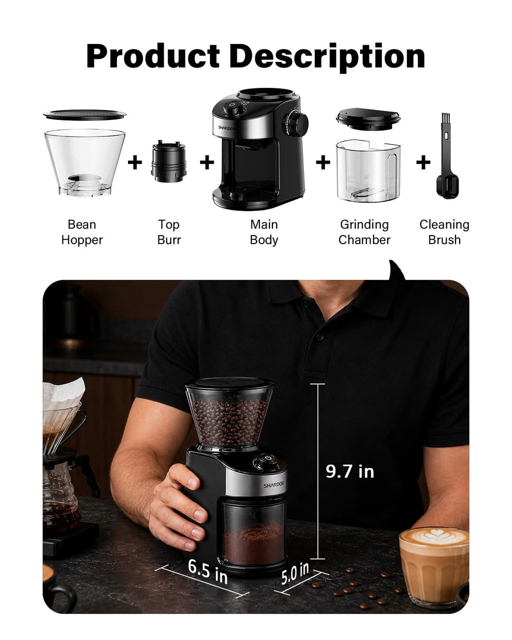 Electric Burr Coffee Grinder with 32 Grinding Sizes C838658