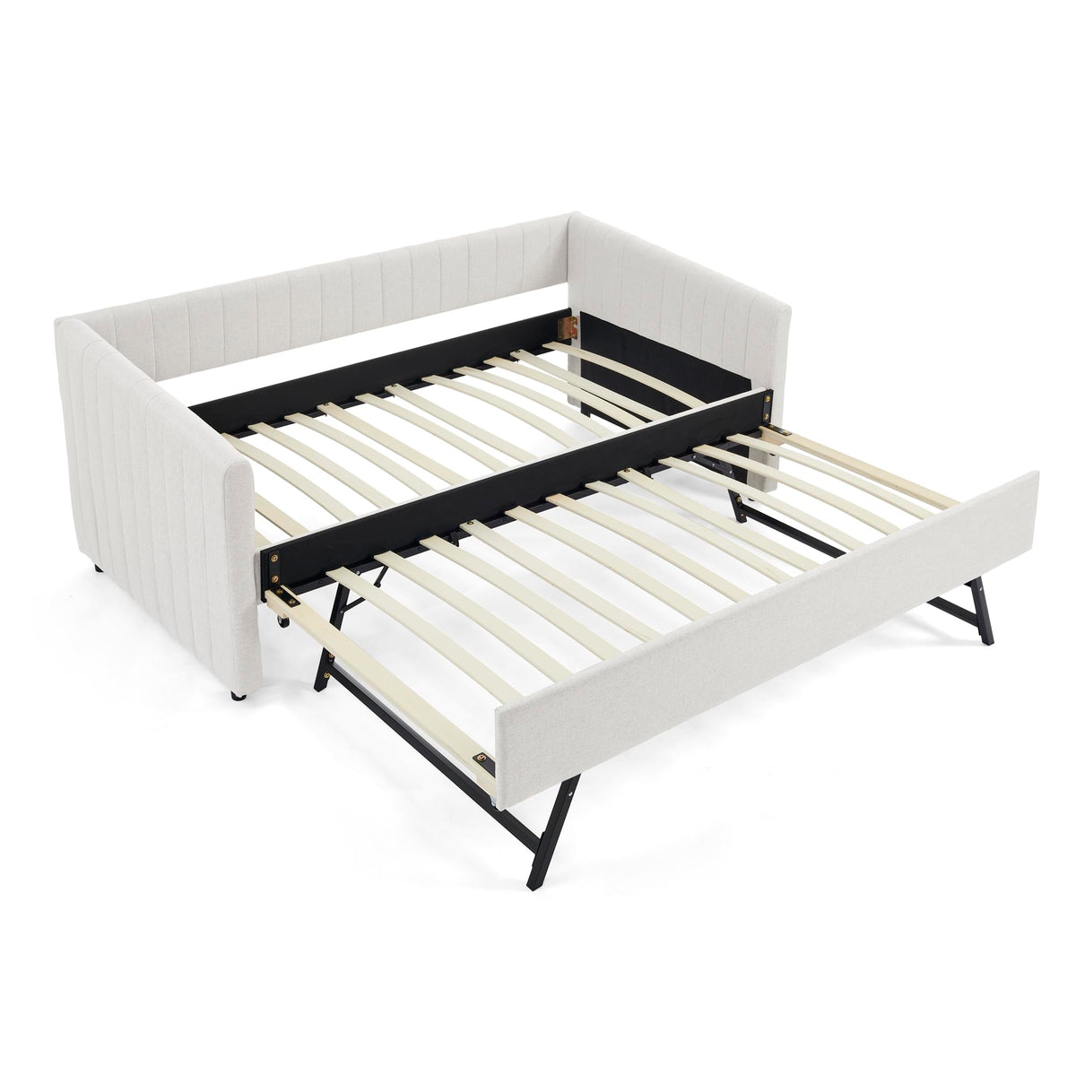 Twin Size Upholstery Daybed with Trundle and Vertical Stripes X665565