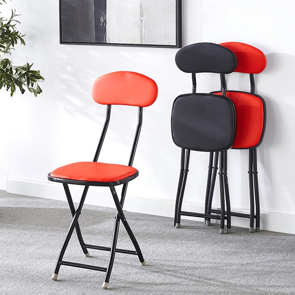 Folding Bar Stool with Backrest, 18 Inch Portable Stool with Footrest, Steel Frame Legs, Black D802004