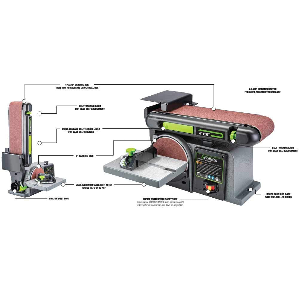 4 x 36-Inch Belt & 6-Inch Disc Benchtop Sander I628