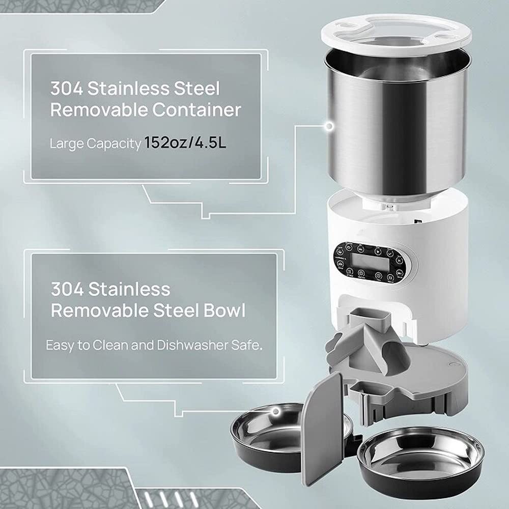 Automatic 4.5 Liters Dry Food Dispenser 2L Water D50374