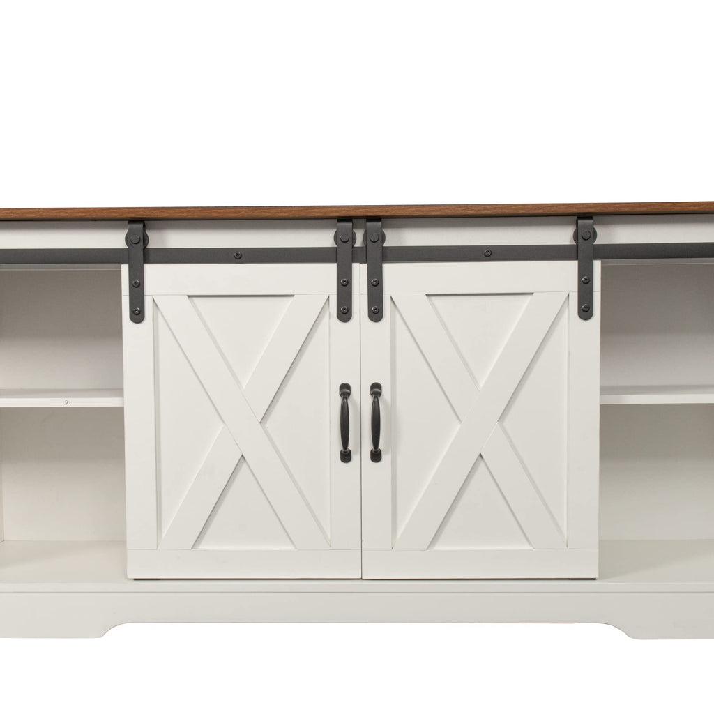 Sliding Barn Door Wood TV Stand with Adjustable Shelves U948