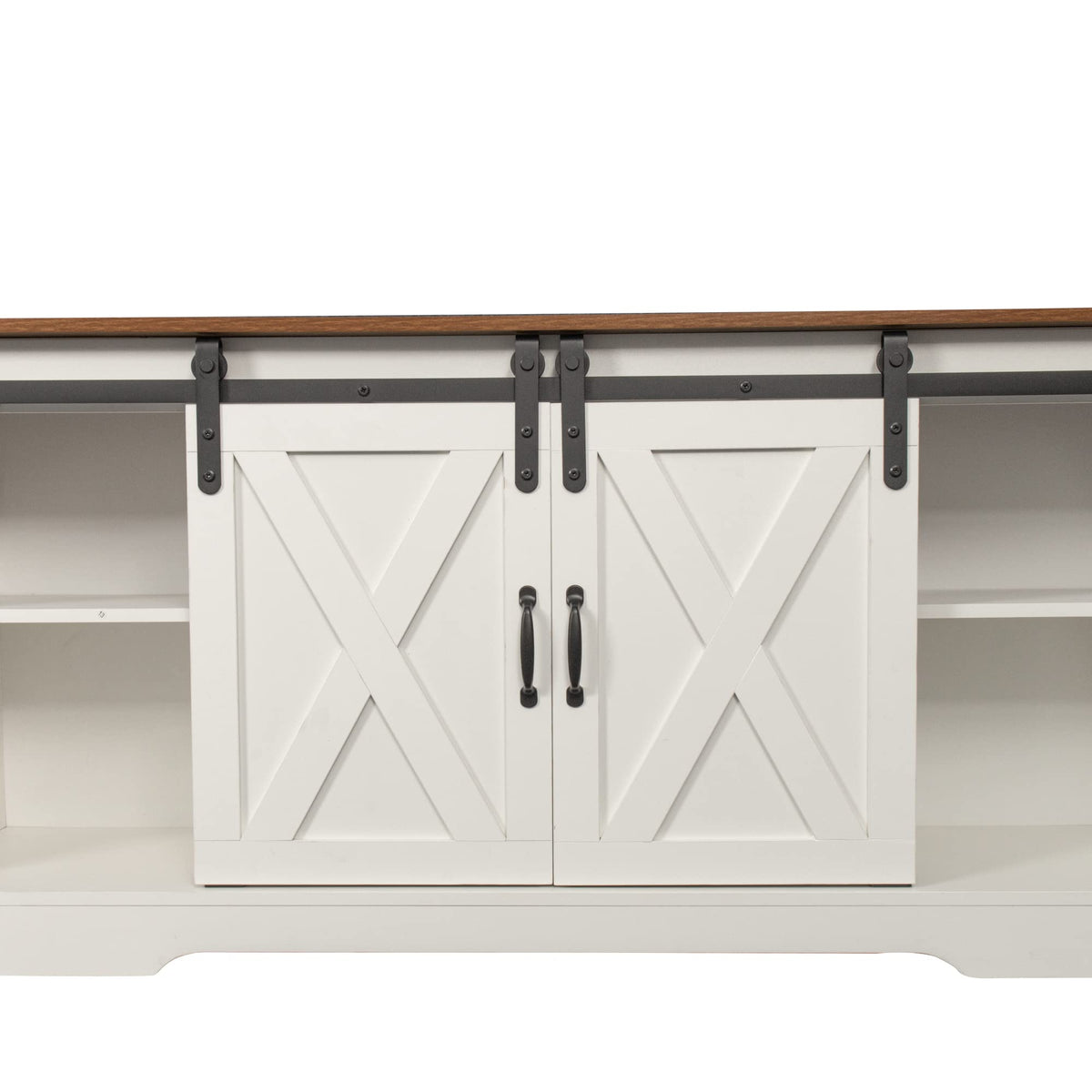 Sliding Barn Door Wood TV Stand with Adjustable Shelves U948