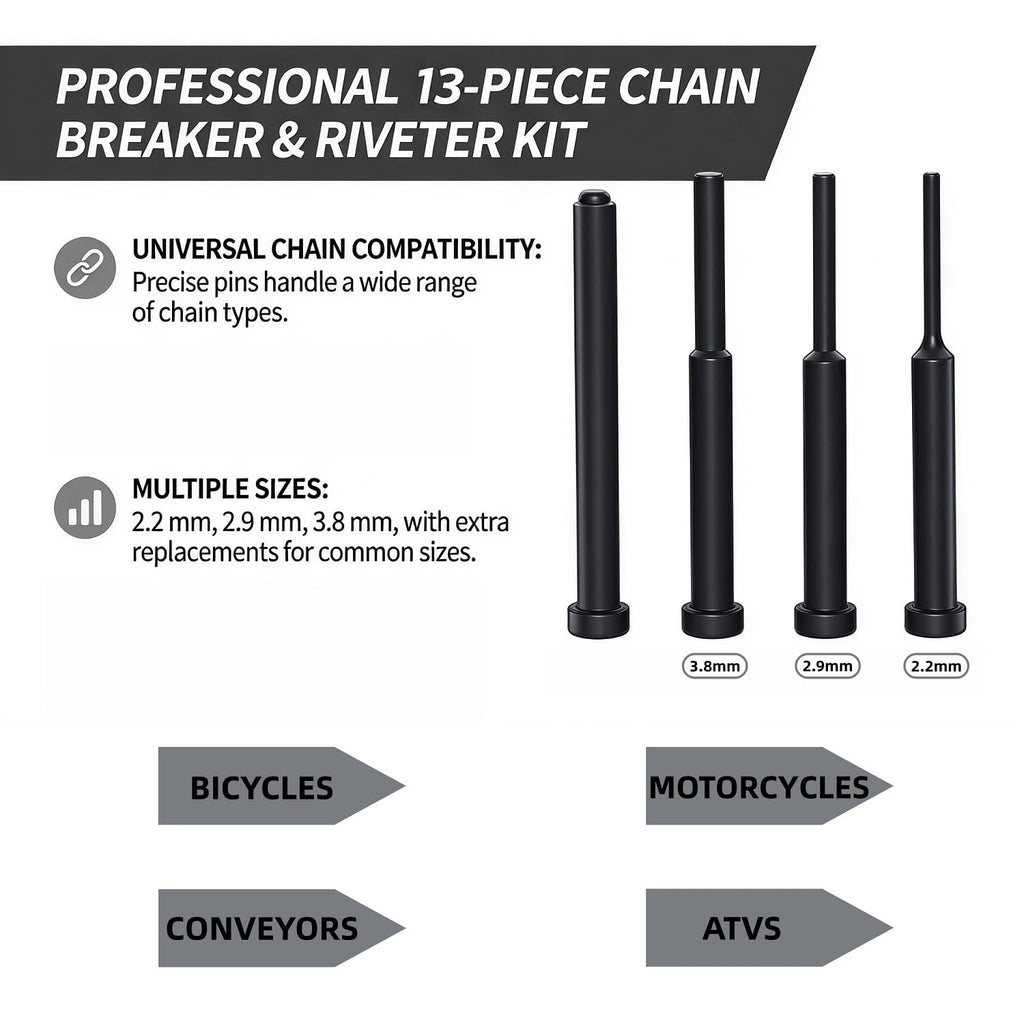 13 Pc Motorcycle Chain Breaker Rivet Tool Kit C495