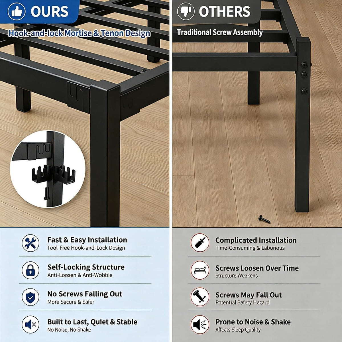 Twin Size Black Metal Bed Frame with Headboard F712776