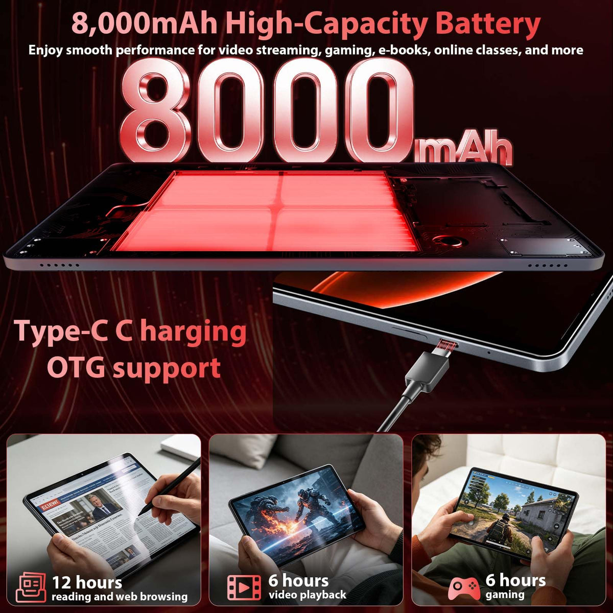 10 Inch Android Tablet with Keyboard K6070