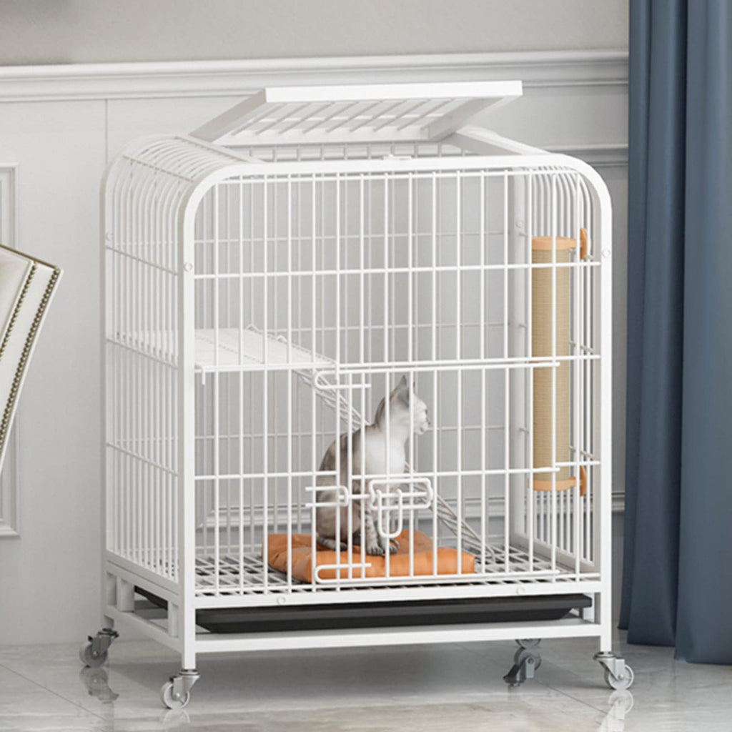 3-Tier Metal Wire Cat Cage with Hammock and Casters R6685