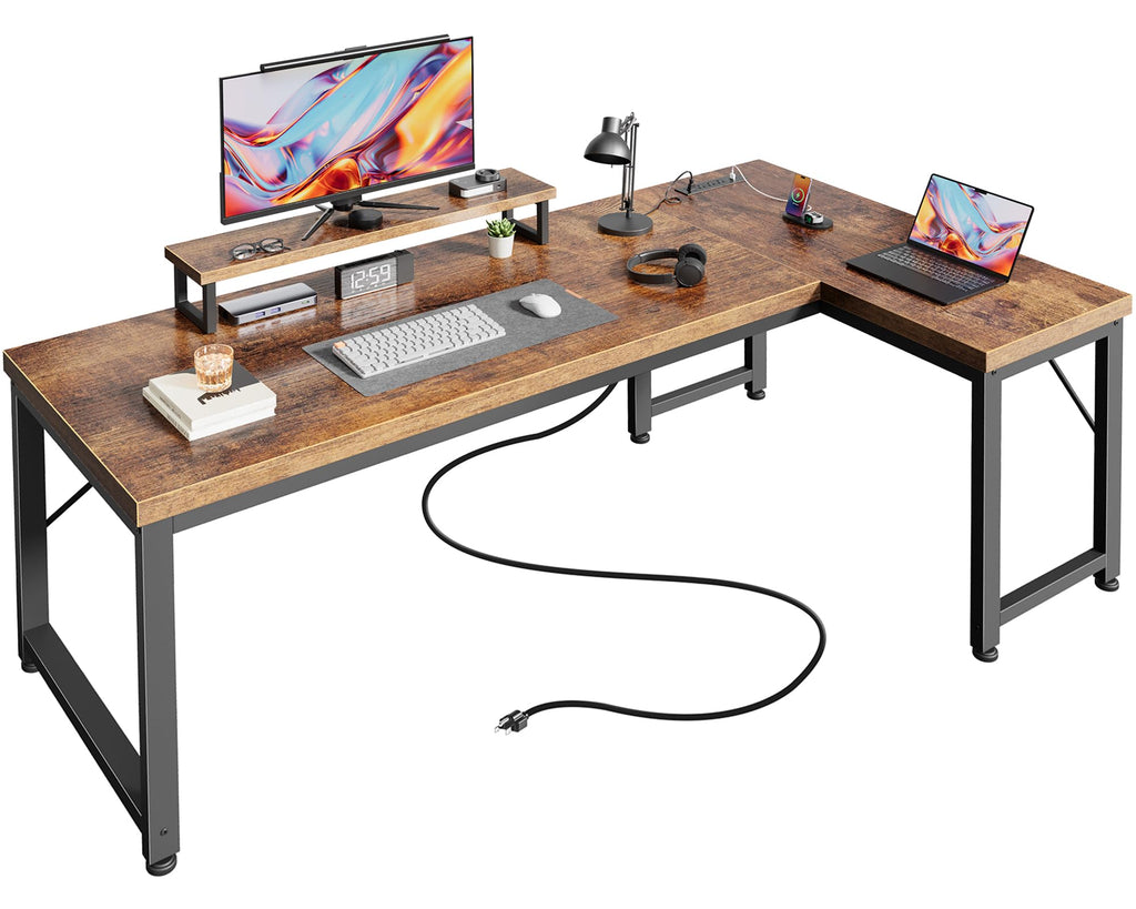 53" L Shaped Computer Desk with Outlets N88967