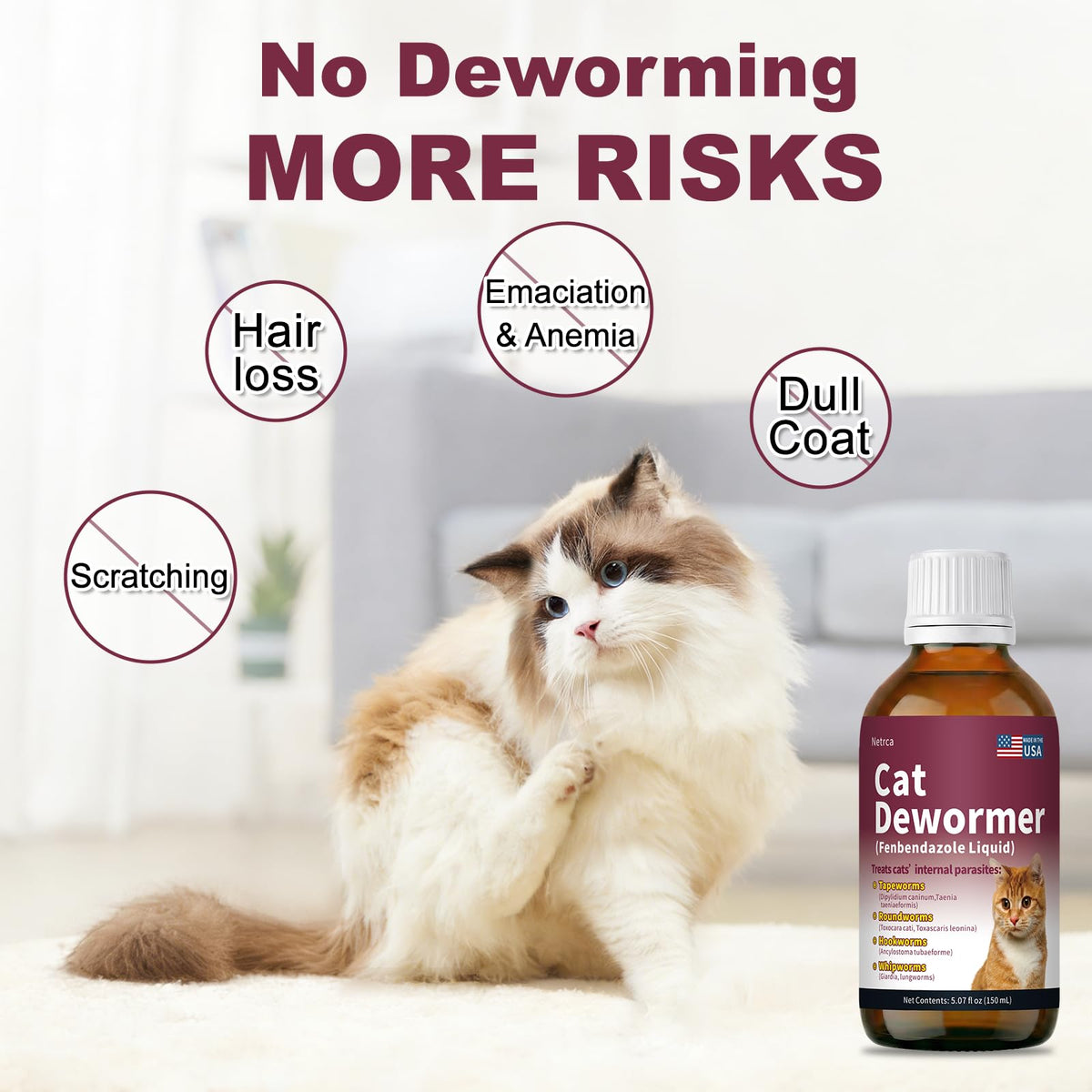 Fenbendazole Dewormer for Cats & Kitten, 150 mL Q6058