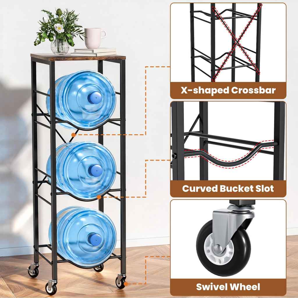 5 Gallon Water Jug Holder with Storage Shelves 3 Tier E9813