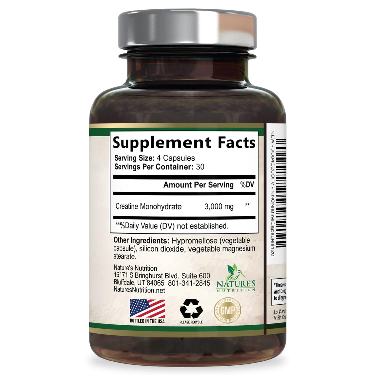 Micronized Creatine Monohydrate 3000mg 120 Capsules R30182