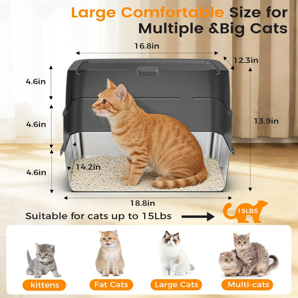 Stainless Steel Litter Box with Lid J7453