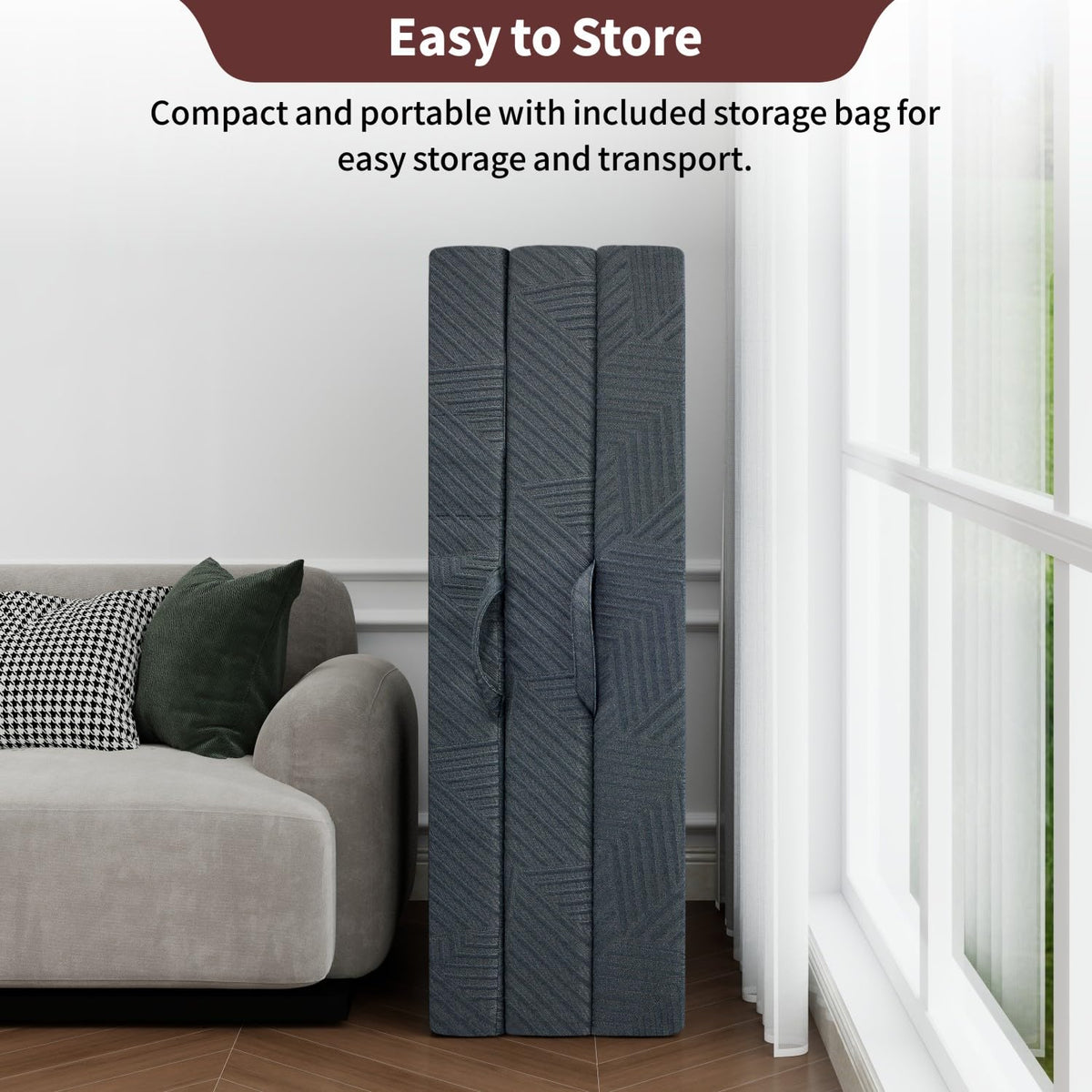 6 Inch Cooling Gel Memory Foam Trifold Mattress with Ice Silk Cover C2821