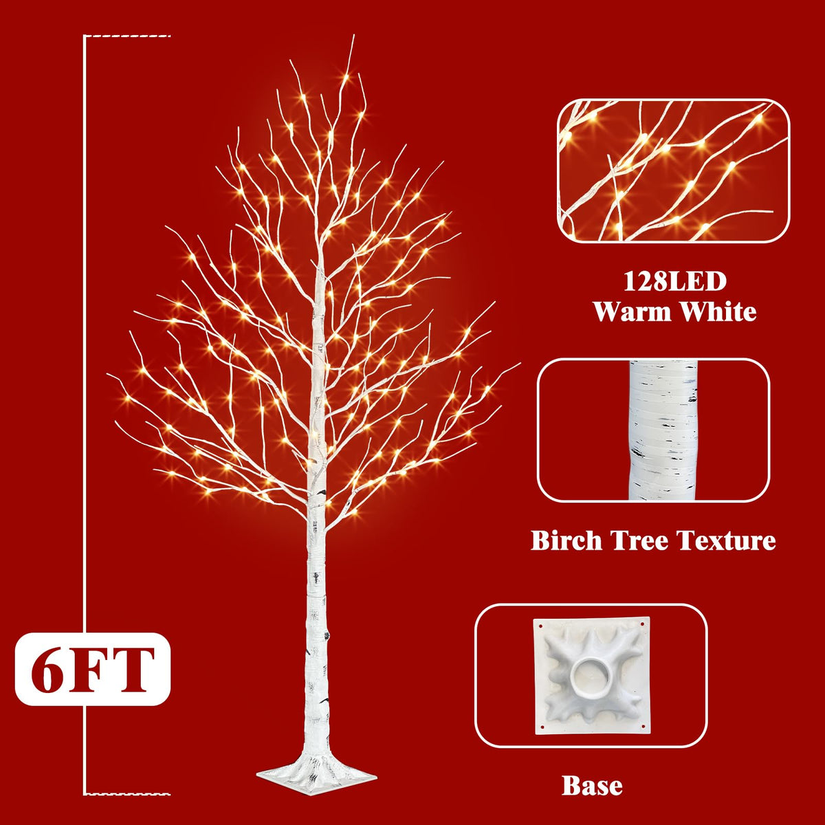 6ft Lighted Birch Tree J877510