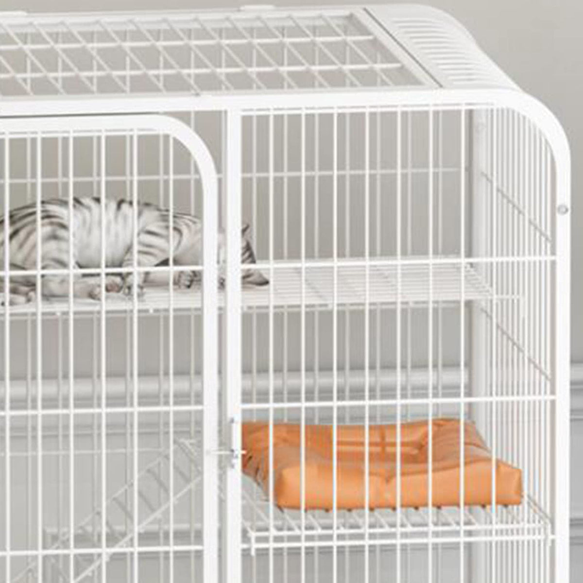 3-Tier Metal Wire Cat Cage with Hammock and Casters R6685