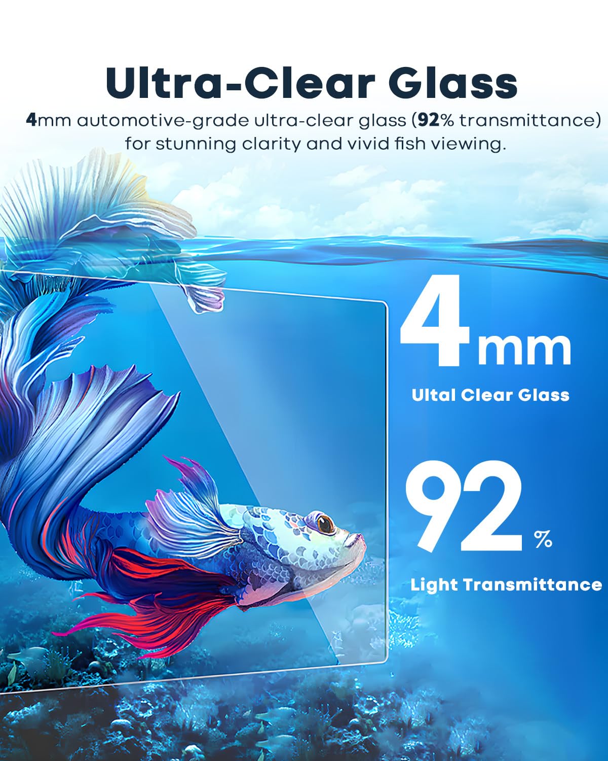 Glass 1.25 Gallon Aquarium Set with Filter LED Light D126