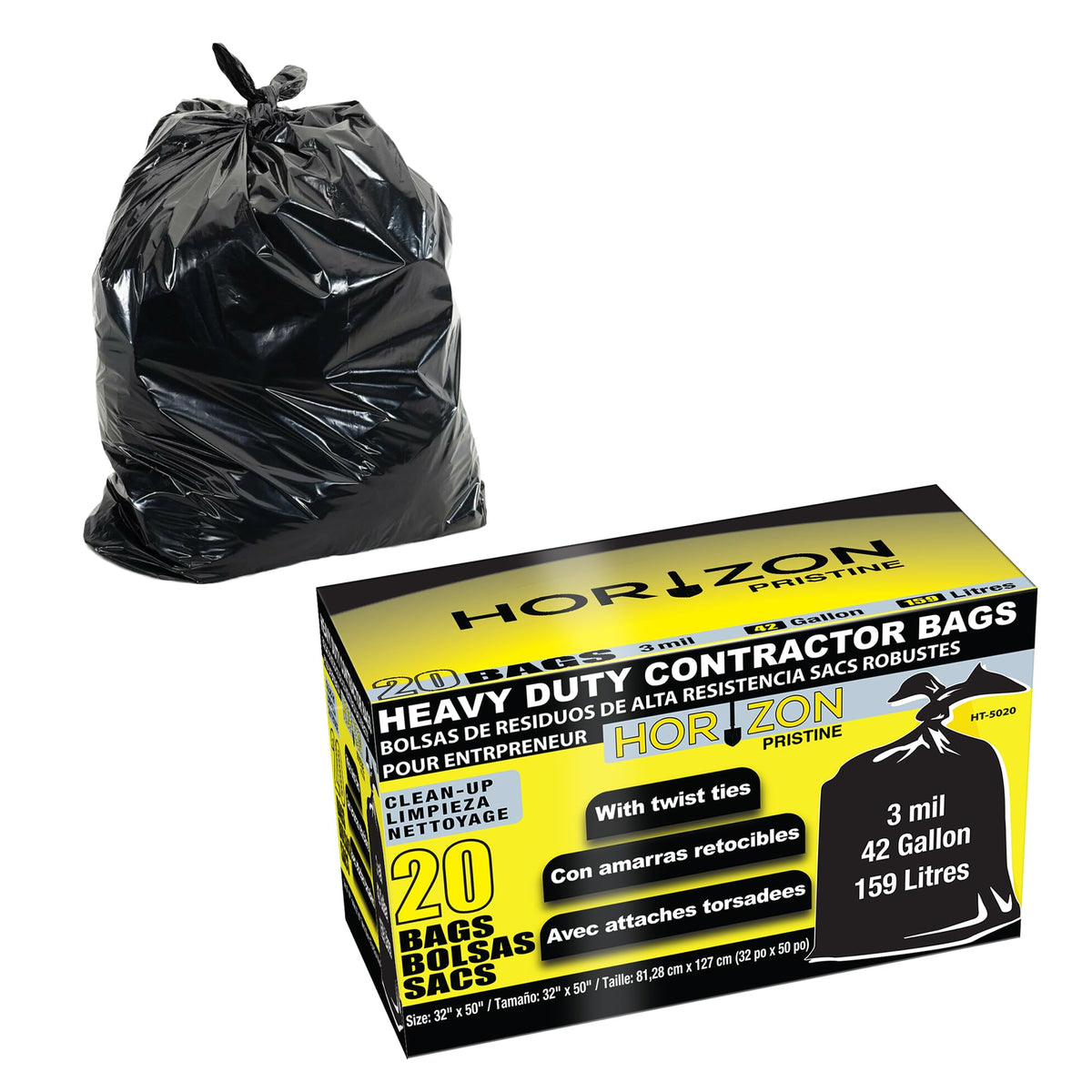 42 Gallon 3 Mil Black Heavy-Duty Trash Bags V309301