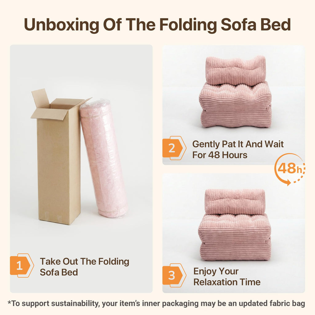Pink Folding Sofa Bed W58628