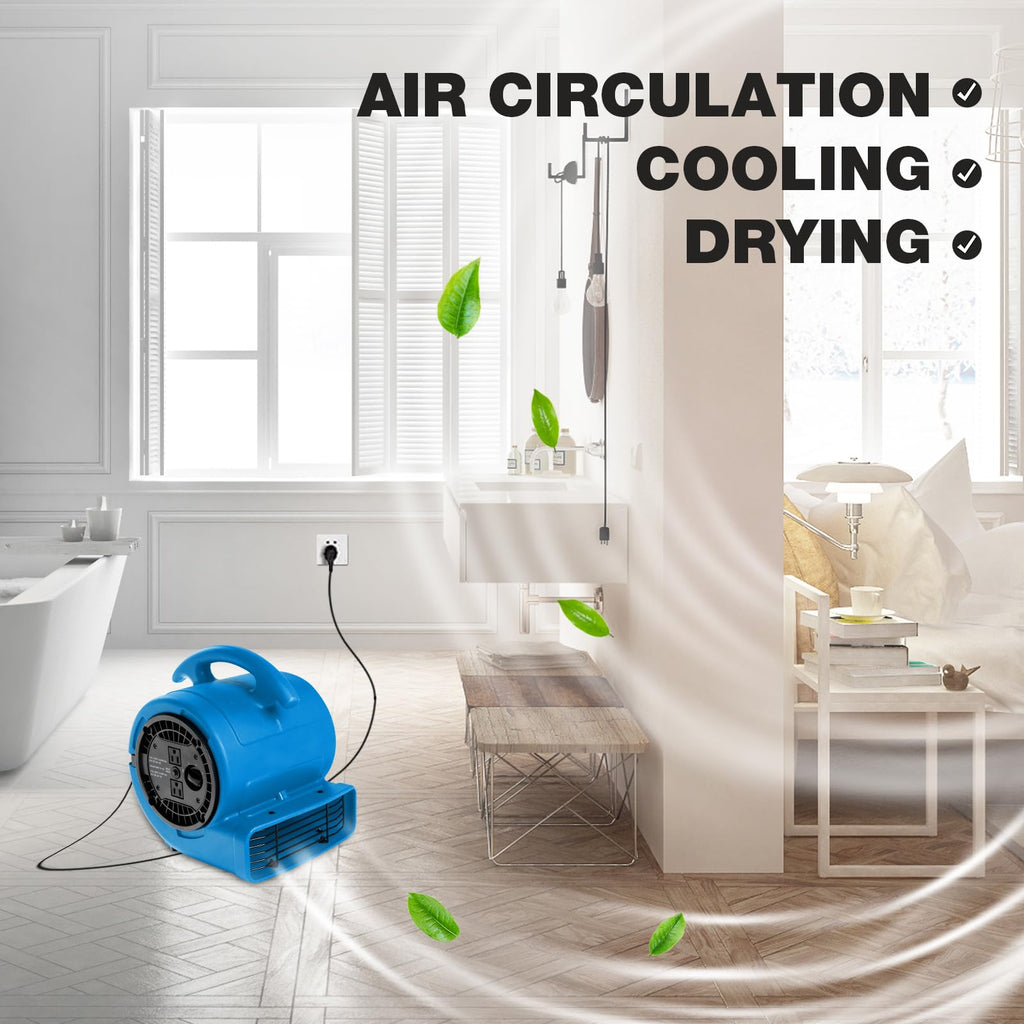 1/5hp 800cfm 3-Speed Air Mover Blower Fan with Dual Outlet F229