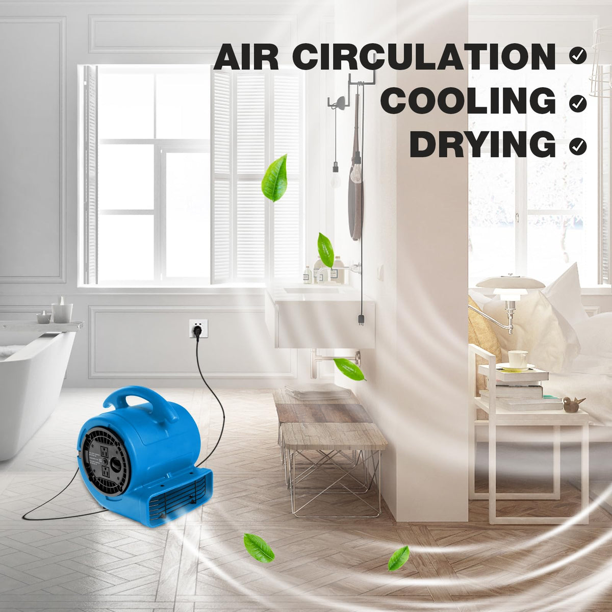 1/5hp 800cfm 3-Speed Air Mover Blower Fan with Dual Outlet F229